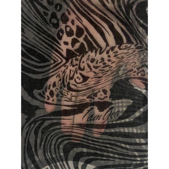 I.AM.GIA. Black Sheer Zip Zag Pattern Club Rave Tank Top Shirt Women's Size XS - Picture 5 of 8